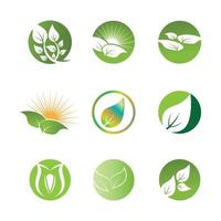 logotipos de vector de elemento de naturaleza de ecología de hoja de árbol verde