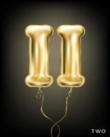 Roman 2 number, gold foil balloon II form on the black background vector