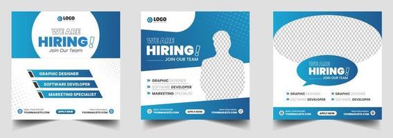 We are hiring job vacancy social media post banner design template with blue color. We are hiring job vacancy square web banner design. vector
