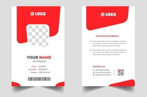 Modern and clean business id card template. professional id card design template with red color. corporate modern business id card design template. Company employee id card template.