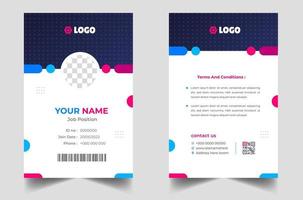 Modern and clean business id card template. professional id card design template with blue color. corporate modern business id card design template. Company employee id card template. vector