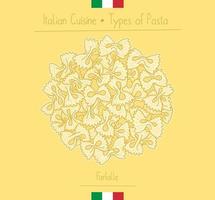 pajarita de comida italiana también conocida como pasta farfalle, ilustración de bocetos en el estilo vintage vector