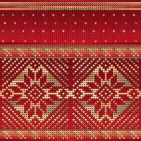 Red Star Seamless Pattern of Christmas Ugly Sweater, red background vector