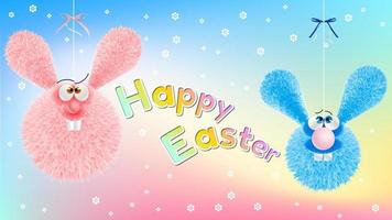 Vector Funny Furry Easter Bunnies in Disco Style