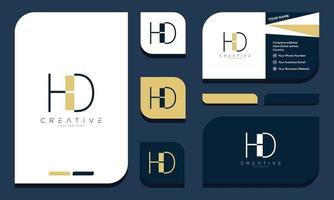 initial letter H D logo design and business card vector