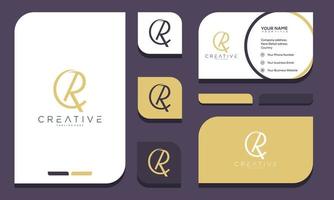 initial letter C R logo design and business card vector