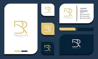 initial letter B R logo design and business card vector
