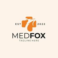 Fox Head with the medical cross symbol vector