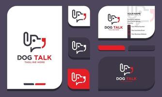 perro chat hablando diseño de logotipo de espacio negativo vector