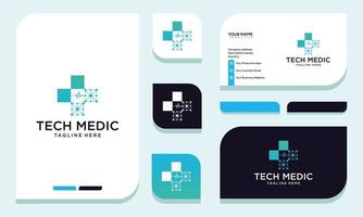 plantilla de diseño de logotipo de médico digital, diseño de logotipo de atención médica y tarjeta de visita vector