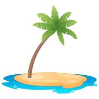 Cartoon Island with Beach, Sea and Palm Tree vector