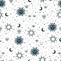 esoteric vector seamless pattern sun moon and stars