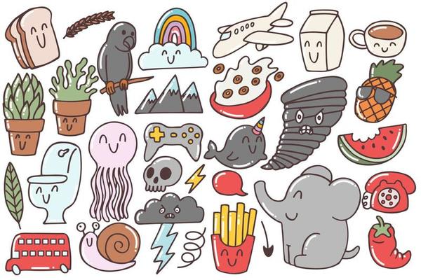 Set of various doodles art
