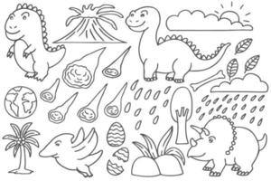 Set of cute dinosaur doodles. vector