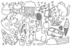 Set of various doodles art. vector