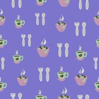 Dinner, colorful seamless pattern vector