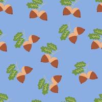 Acorns with leaves, seamless pattern vector