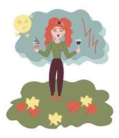 Autumn mood, colorful illustration vector