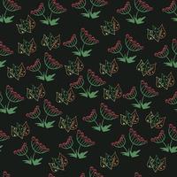Viburnum and leaves, seamless pattern vector