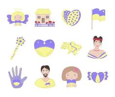 conjunto de ilustraciones, símbolos ucranianos vector