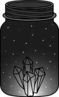 ritual witch jar with crystals for spells and potions halloween vector illustration