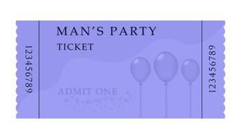 Man's party ticket, template vector