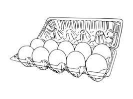 box of eggs from supermarket isolated vector hand drawing