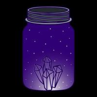 ritual witch jar with crystals for spells and potions halloween vector illustration