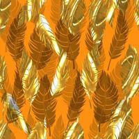 bird feathers vector seamless pattern with gold