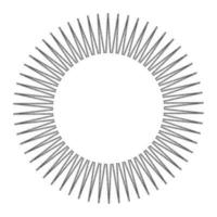 sun shaped round frame with rays isolated vector drawing