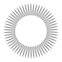 sun shaped round frame with rays isolated vector drawing