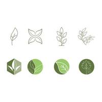 logotipos de vector de elemento de naturaleza de ecología de hoja de árbol verde