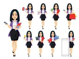 Concept of modern young Asian business woman vector