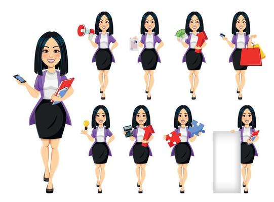 Concept of modern young Asian business woman