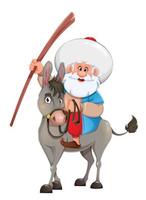 Ramadan Kareem. Nasreddin Hodja sitting on donkey vector