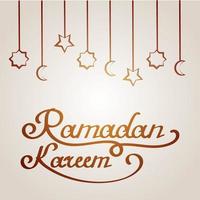 Ramadan Kareem Greeting vector illustration with a modern calligraphy and beautiful paper lantern