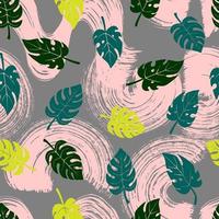 tropical summer pattern monstera leaves on abstract texture vector seamless pattern