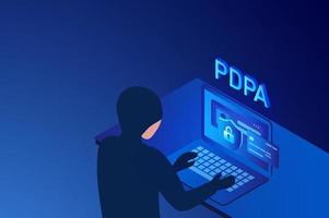 Personal data protection act or PDPA concept, Secure data management and protect data from hacker attacks and padlock icon to internet technology networking vector illustration