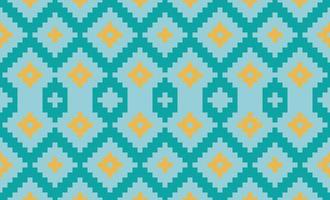 Aztec African Geometric Pattern. Yellow and Blue Colorful Traditional embroidery. Design for print texture. Border background for  wallpaper, wrapping paper vector