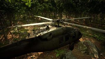 Military helicopter in deep jungle video