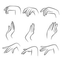 Hands set elements pose. Make a symbolic gesture beautiful, giving blessing. Vector illustration.