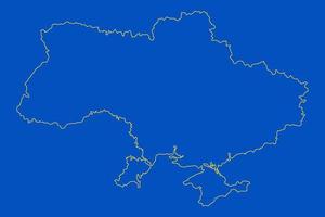 Ukraine country map. European countries. Doodle drawing outline sketch. Ukraine territory borders with Crimea. Blue and yellow illustration.