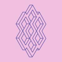 Impossible shapes. Sacred geometry. Optical illusion. Abstract eternal geometric object. Optical art. Impossible geometry symbol on a pink background. Line art. vector