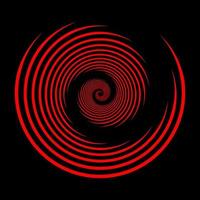 Design element for frame, logo, tattoo, web pages, prints, posters, template, abstract vector backgrounds. Circle red lines isolated on black background. Op art. Optical illusion.