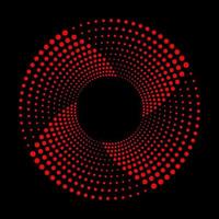 Vortex dotted red shape. Modern geometric art wallpaper. Trendy design element for border frame, logo, tattoo, symbol, web, prints, posters, template, patterns and abstract backgrounds. vector