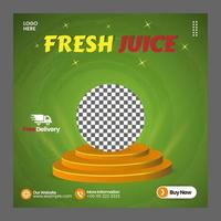 instagram feed post fresh juice drink menu layout for social media template or banner vector