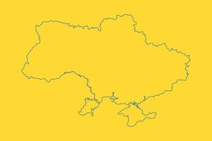 Blue and yellow silhouette of Ukraine country map. Ukraine territory borders with Crimea. Geographical design element vector illustration.