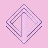 Impossible shape. Logo. Sacred geometry figure. Optical illusion. Abstract eternal geometric object. Impossible endless outline. Line art. Optical art. Impossible geometry shape on a pink background. vector
