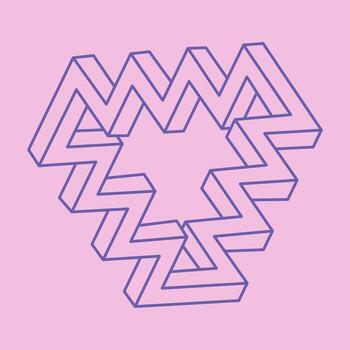 logotipo de ilusión óptica. formas imposibles. figuras de geometría sagrada. objetos geométricos eternos abstractos. formas de contorno sin fin imposibles. arte óptico. forma de geometría imposible sobre un fondo rosa. vector