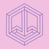 Impossible shapes, optical illusion logo, vector. Optical art object. Geometric figure. vector